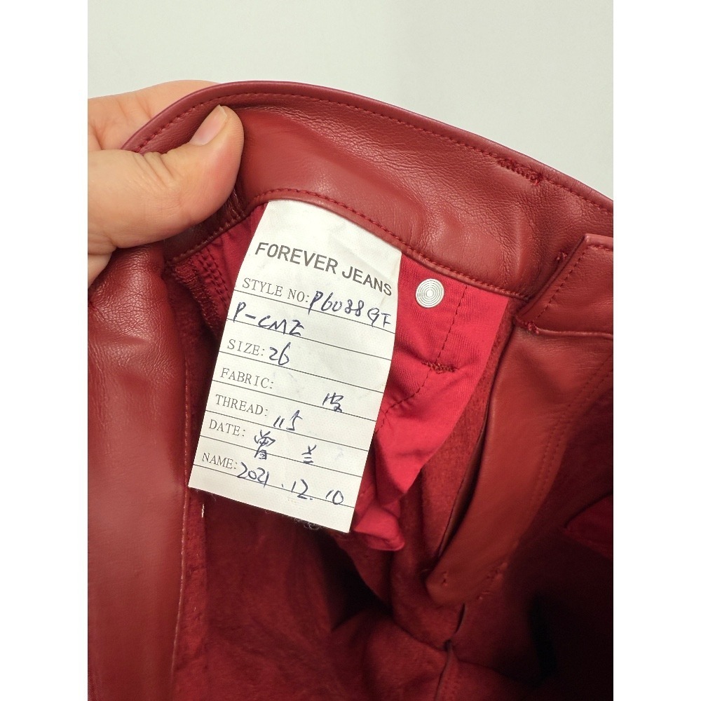 Pistola Pants Women's 26 Red Faux Leather Straight Crop‎ Holiday Grunge Chic NWT - Picture 13 of 13